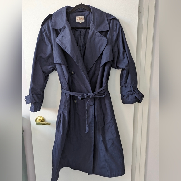 Vintage VIP Petites Navy Trench coat Size 12P - Picture 2 of 9